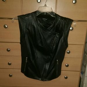 Bebe black leather vest